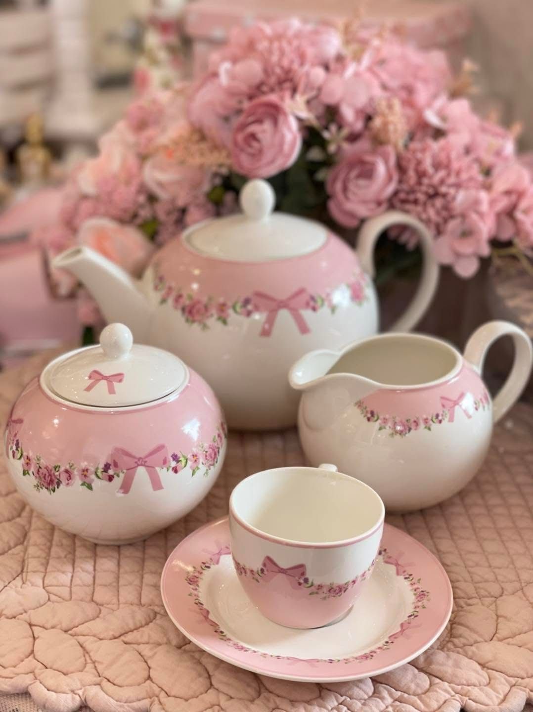 Set zuccheriera e lattiera in ceramica decorata - Linea Fiocco - L'Arte di Nacchi